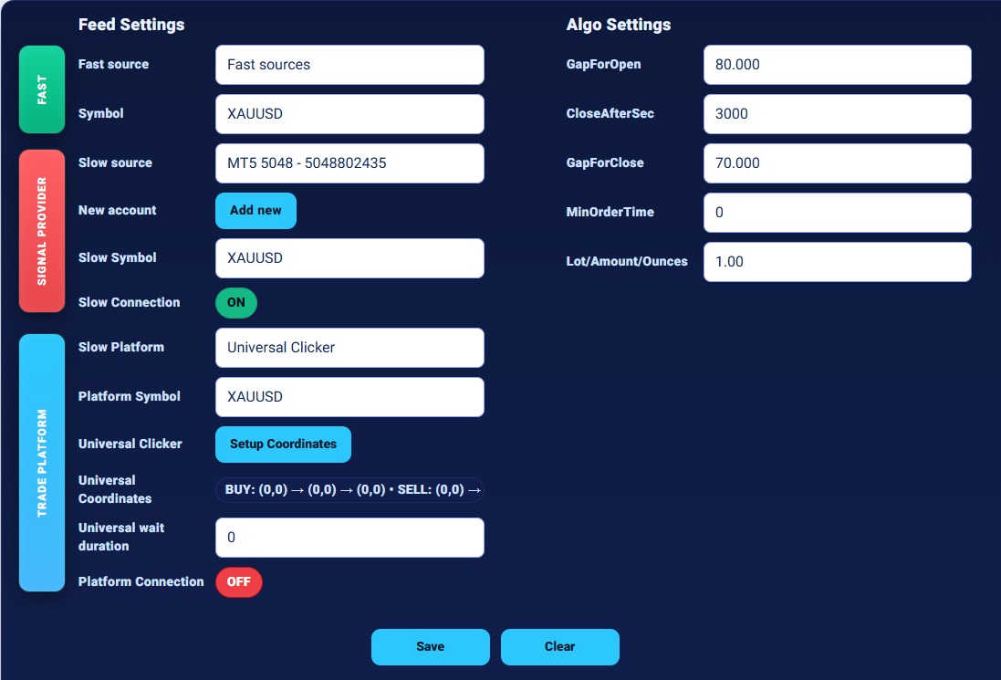 WebClick UI settings