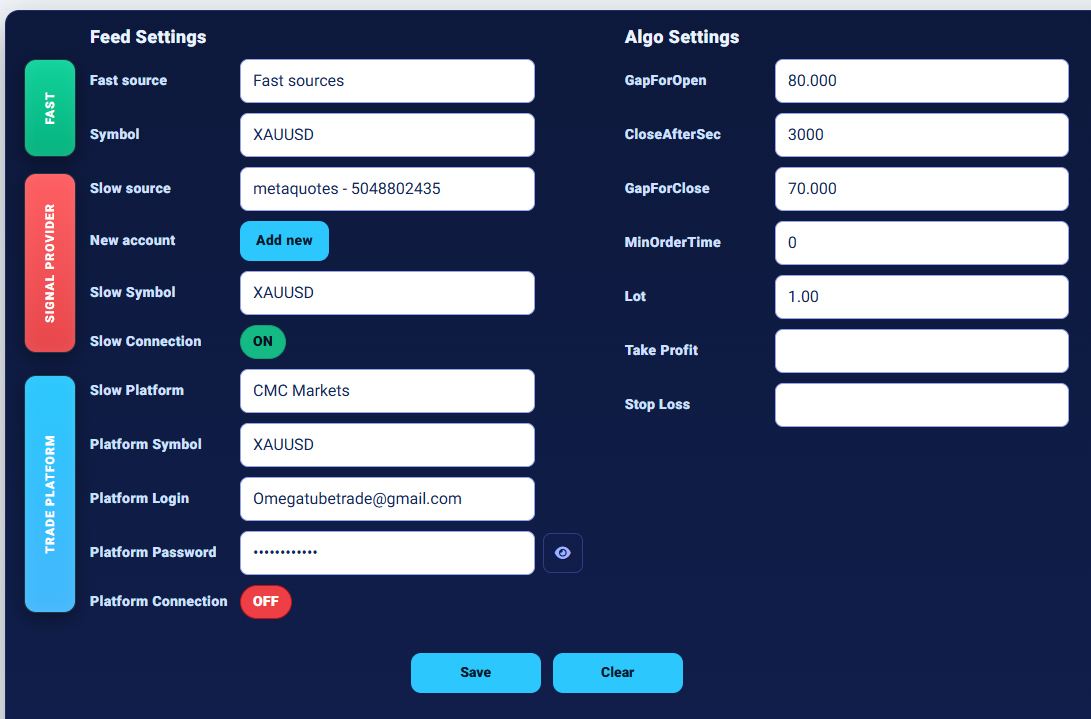WebClick UI settings