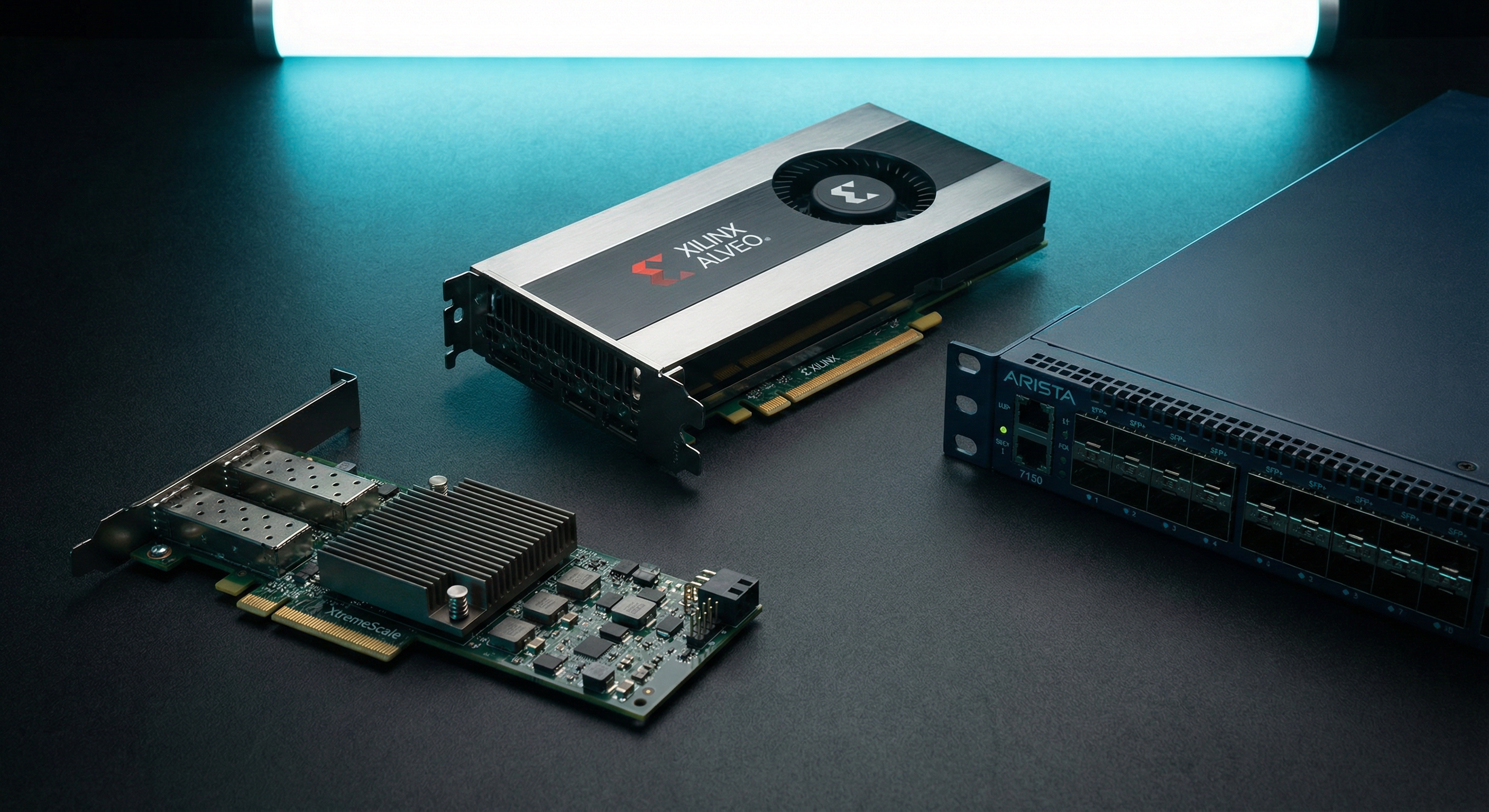 Solarflare NIC, Xilinx Alveo FPGA, and Arista switch &mdash; HFT equipment