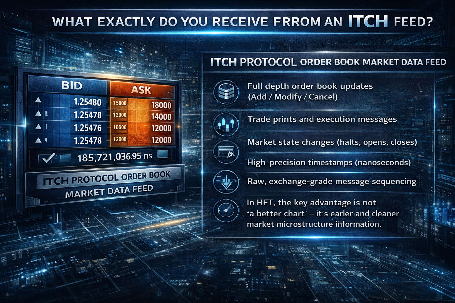 ITCH protocol order book market data feed