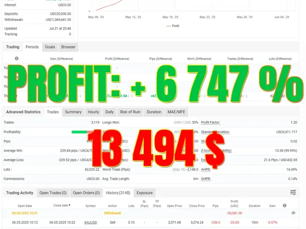Myfxbook statement: +13 494 $ profit, August 2025